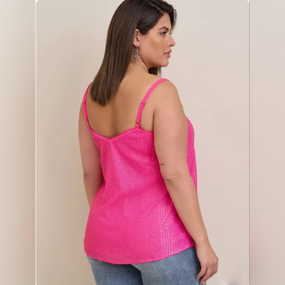 Torrid Sophie Sequin Swing Cami Size 2X Color Pink Glo (Hot Pink) NWOT - Picture 8 of 10